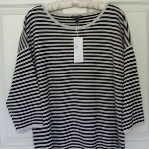 Eileen Fisher Silk and Organic Cotton Interlock Stripe Sweater 1X